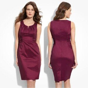 Adrianna Papell Petite Sleeveless V-Neck Burgundy Dress. Size 8P
